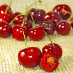 ripe cherries closeup