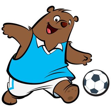 Cartoon Bear Football Player