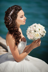 Bride wedding dress bouguet bridel flowers