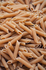 close-up of dried whole grain pasta