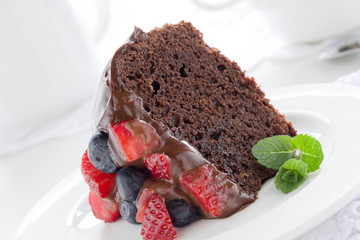 Chocolate cake with summer berries.