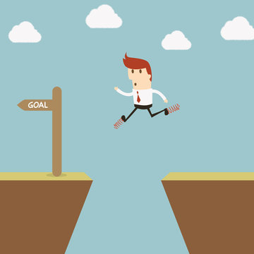 Businessman jumping