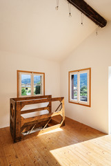 interior rustic house, room with windows