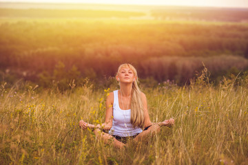 yoga girl meditation woman female body lotus young relaxation he