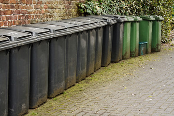 Line of residential wheelie bins