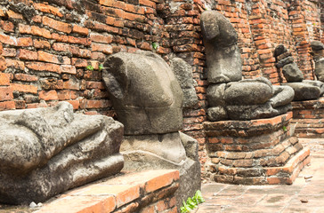 The buddha image are destroyed by war