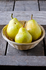 Fresh pears in a basket
