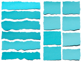 Collection Of Blue Torn Pieces Of Paper