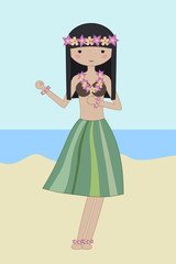 Girl dancing the hula