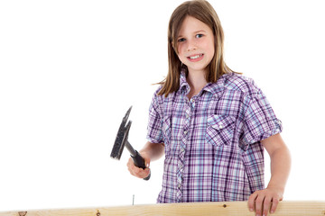 Mädchen mit Hammer und Nagel Porträt
