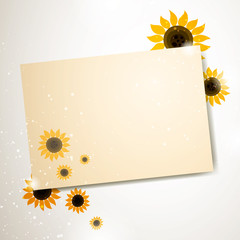 Vector Illustration of a Greeting Card with Sunflowers