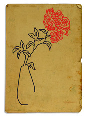 postcard with a picture of a red flower