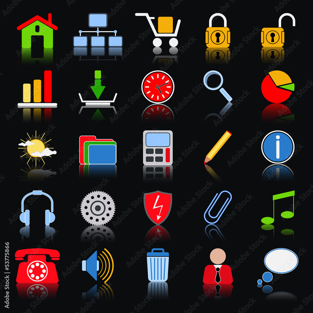 Poster colorful web icons vector set