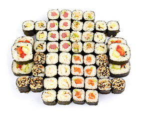 sushi, rolls isolated on white