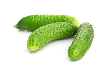 green cucumbers  isolated on white background