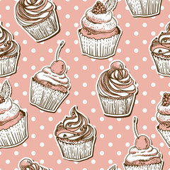 seamless pattern with cakes