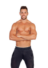 Muscular man showing his body