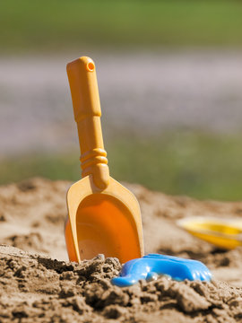 Yellow Scoop And Blue Form For Playing To Mud Pie