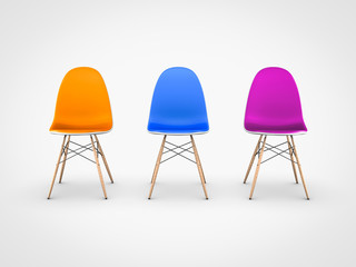 modern chairs on white background