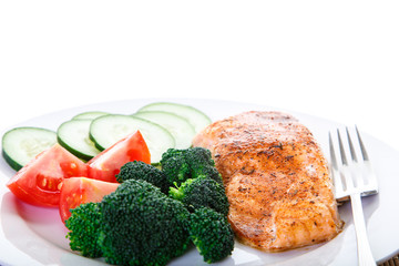 Salmon and Vegetable Dinner with Fork