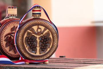 Wooden wine bottle