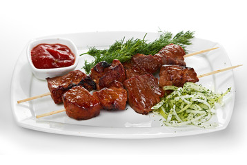 Grilled meat and vegetables
