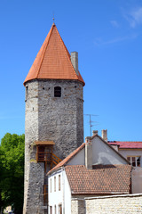 Towers and walls of old city. Tallinn, Estonia