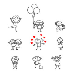 hand drawing cartoon childish happiness