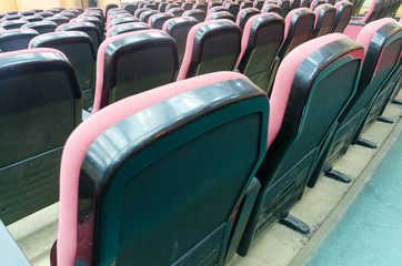 Fototapeta premium Empty hall for presentation with red armchairs