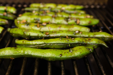 Fava beans grilling or roasting