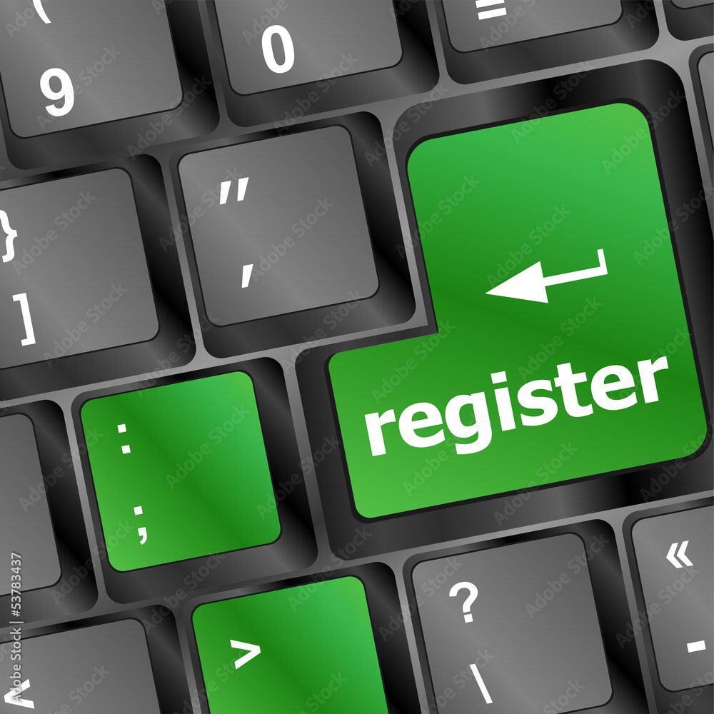 Poster closeup of register key in a modern keyboard