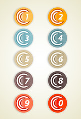 Set of colorful circles with numbers.