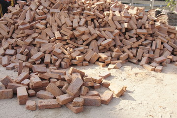 Construction bricks details On the ground