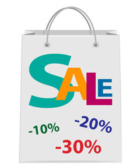 White shopping paper bag. Sale.