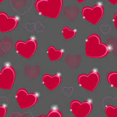 Happy Valentines Day seamless pattern background with heart. Vec