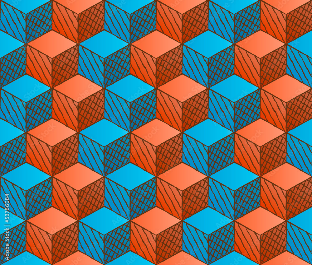 Poster colorful drawing styled cubes pattern