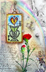 Tuinposter Rainbow,red carnation and wandering © Rosario Rizzo