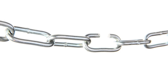Fototapeta premium Broken chain isolated on white