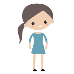 Smiling girl wearing blue dress