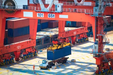 Wallpaper murals Port container operation