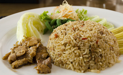 Fried rice with pork chili