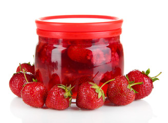 Home made berry jam isolated on white