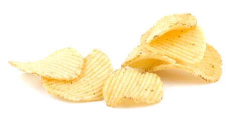 Potato chips isolated on white background