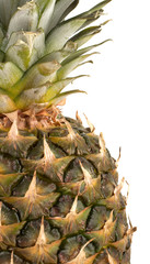 Juicy pineapple with slices isolated on white background