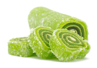 Delicious colorful marmalade isolated on white background