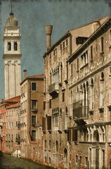 Fototapeta na wymiar Urban scenic of Venice, Italy - Vintage