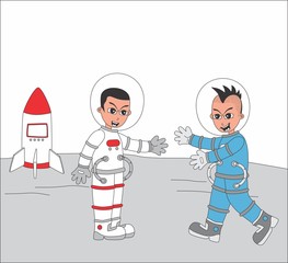 astronaut guy on planet with friend