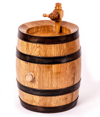 Obraz premium Wine barrel with cock of the powder and cork