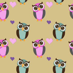 seamless pattern owls