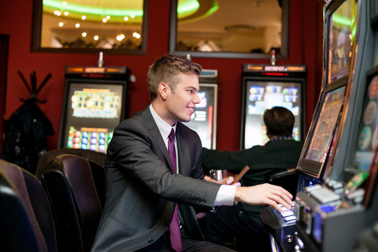 Happy man gambling